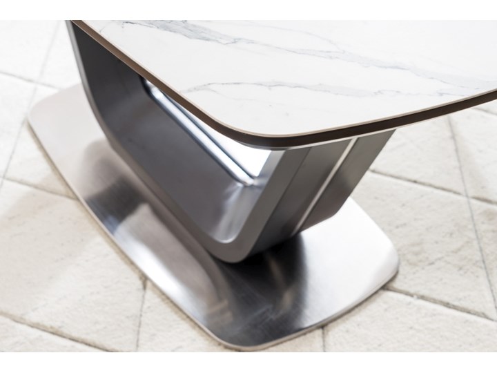 Czarno-biały stół rozkładany z ceramicznym blatem Armani Ceramic Metal Marmur Stal Szerokość 90 cm Wysokość 60 cm Ceramika Płyta MDF Długość 160 cm Długość 90 cm Długość 220 cm Szerokość 160 cm Kolor Czarny