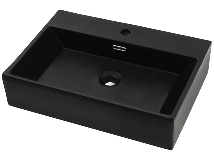 vidaXL Umywalka z ceramiki z otworem na kran 60,5x42,5x14,5 cm, czarna Ceramika Szkło Szerokość 61 cm Kolor Czarny