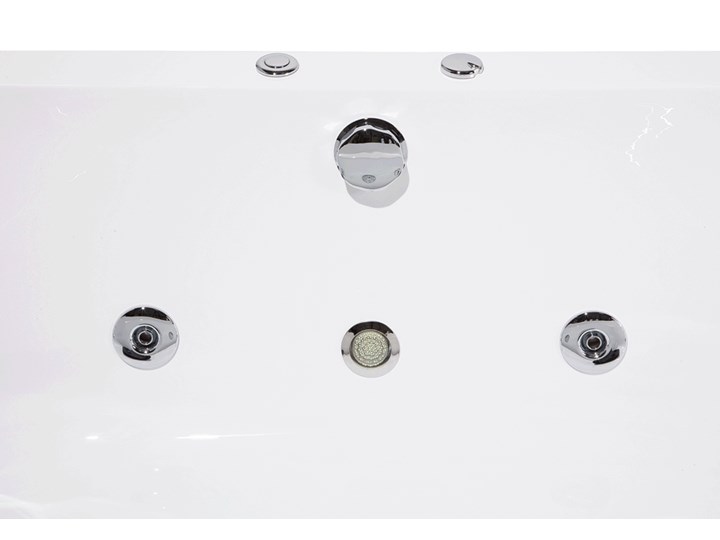 Wanna z hydromasażem biała narożna 55 x 140 cm wolnostojąca oświetlenie LED Stal Symetryczne Wolnostojące Akryl Kolor Biały