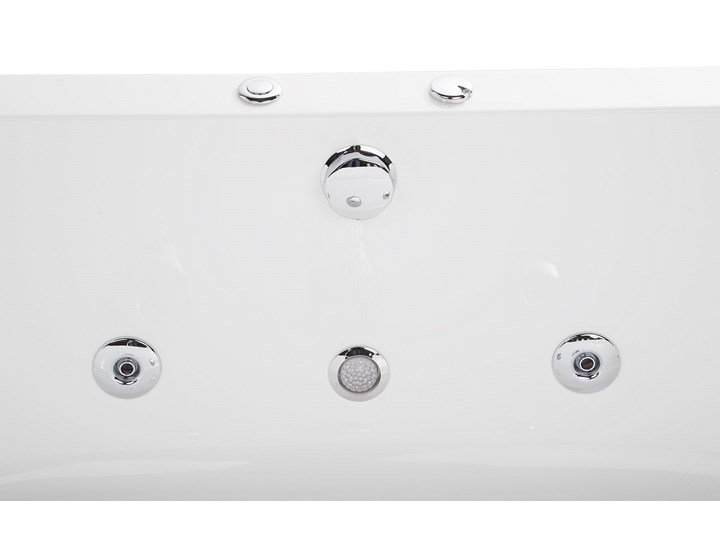 Wanna z hydromasażem biała narożna 55 x 140 cm wolnostojąca oświetlenie LED Akryl Stal Symetryczne Kolor Biały Wolnostojące Kategoria Wanny