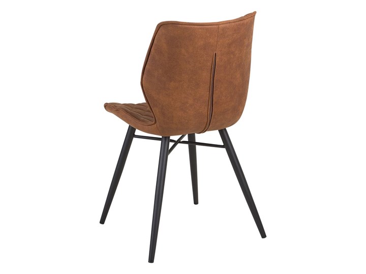 Zestaw 2 krzeseł brązowych tapicerowanych z metalowymi czarnymi nogami do jadalni styl nowoczesny industrialny Tkanina Drewno Pikowane Tworzywo sztuczne Szerokość 44 cm Tapicerowane Wysokość 86 cm Głębokość 56 cm Pomieszczenie Jadalnia