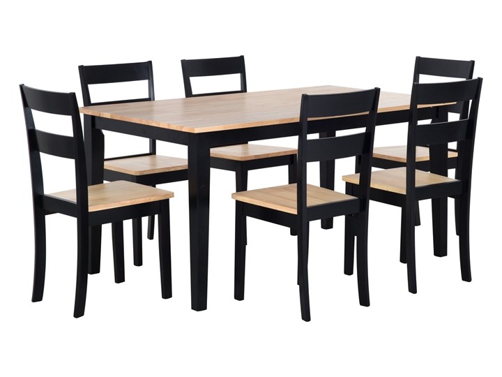 Beliani Zestaw do jadalni stół 150 x 90 cm i 6 krzeseł jasne drewno z czarnym styl skandynawski Pomieszczenie Jadalnia