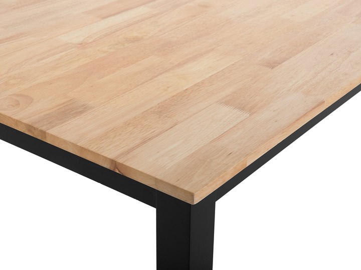 Beliani Zestaw do jadalni stół 150 x 90 cm i 6 krzeseł jasne drewno z czarnym styl skandynawski Pomieszczenie Jadalnia Kategoria Stoły z krzesłami
