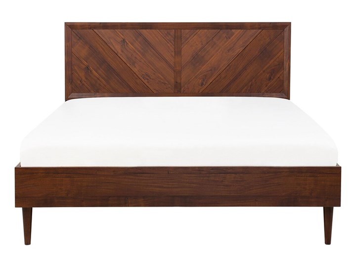 Łóżko LED ze stelażem ciemne drewno 140 x 200 cm wysokie wezgłowie kolorowe oświetlenie rustykalny design ramy Łóżko drewniane Kategoria Łóżka do sypialni