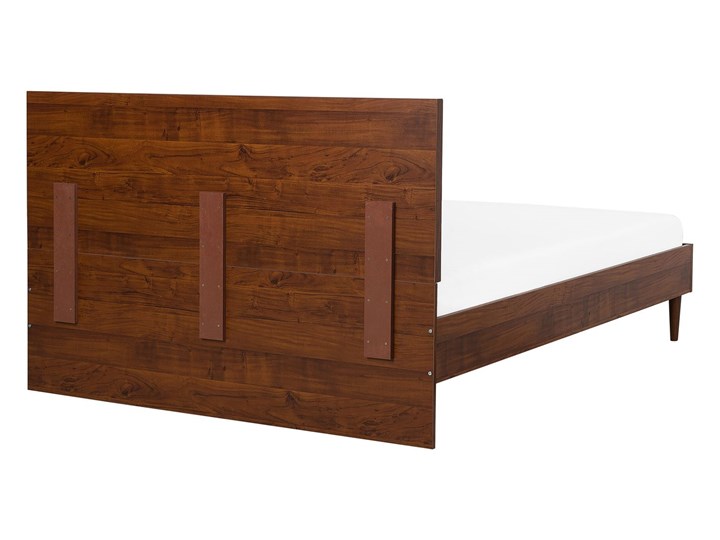 Łóżko LED ze stelażem ciemne drewno 140 x 200 cm wysokie wezgłowie kolorowe oświetlenie rustykalny design ramy Łóżko drewniane Kolor Wielokolorowy