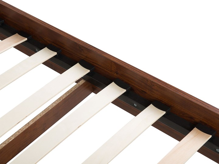 Łóżko LED ze stelażem ciemne drewno 140 x 200 cm wysokie wezgłowie kolorowe oświetlenie rustykalny design ramy Łóżko drewniane Kolor Wielokolorowy