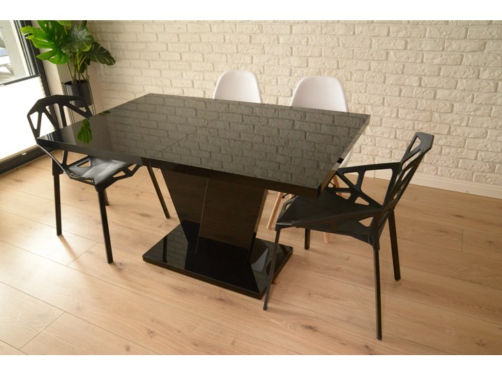 Czarny stół rozkładany na jednej nodze Niko w wysokim połysku Pomieszczenie Stoły do jadalni Rozkładanie Rozkładane