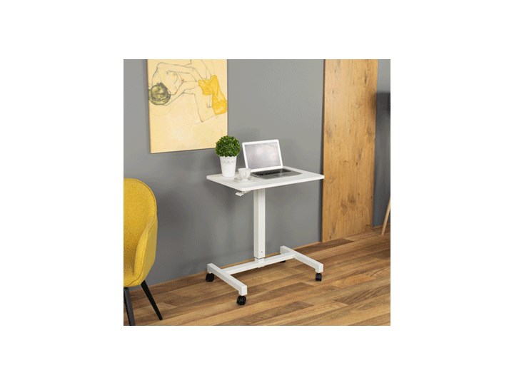 SELSEY Biurko z regulacją manualną Bakias mobilne 69x48 cm Biurko regulowane Biurko tradycyjne Pomieszczenie Biuro Płyta MDF Szerokość 69 cm Stal Kolor Biały