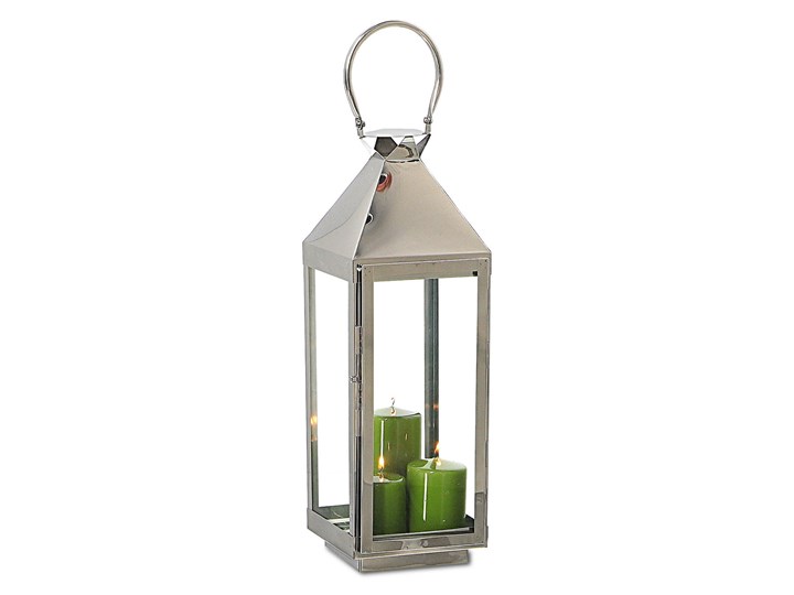 LATARNIA CHROMOWANA METALOWA SREBRNA 50CM Kolor Srebrny Świeca Lampion Kategoria Świeczniki i świece