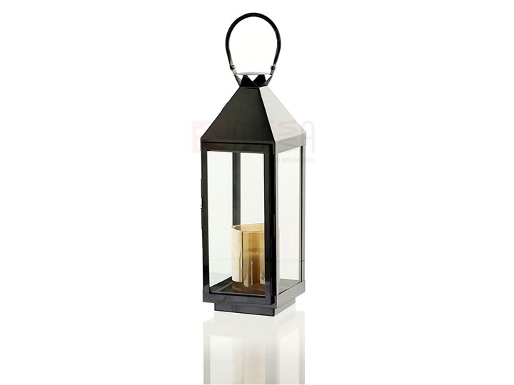 LATARNIA CHROMOWANA METALOWA CZARNY CHROM 50CM Świeca Lampion Kategoria Świeczniki i świece