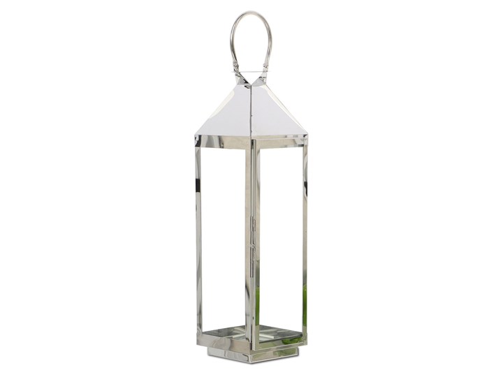 LATARNIA CHROMOWANA METALOWA SREBRNA 60cm Świeca Lampion Kolor Srebrny Kategoria Świeczniki i świece