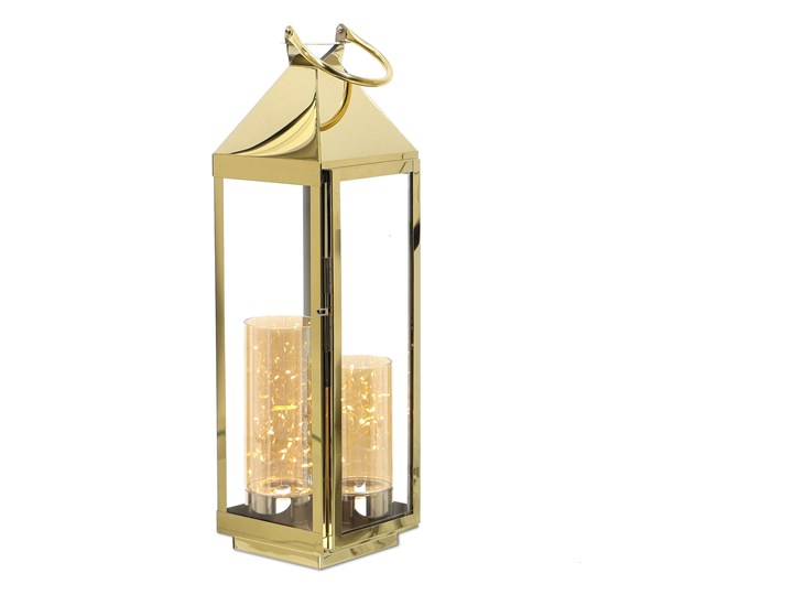 LATARNIA CHROMOWANA METALOWA ZŁOTY CHROM 60CM Lampion Świeca Kategoria Świeczniki i świece
