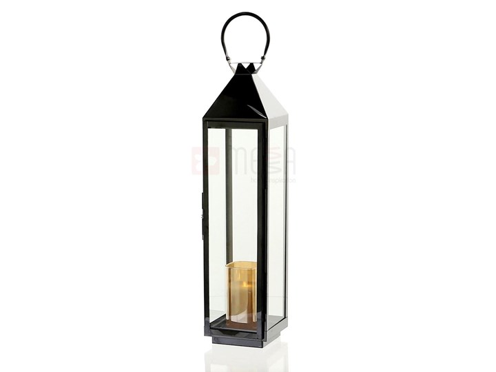 LATARNIA CHROMOWANA METALOWA CZARNY CHROM 70CM Lampion Świeca Kategoria Świeczniki i świece