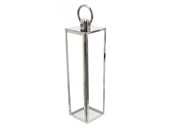 LATARNIA CHROMOWANA METALOWA SREBRNA 70CM Świeca Lampion Kolor Srebrny