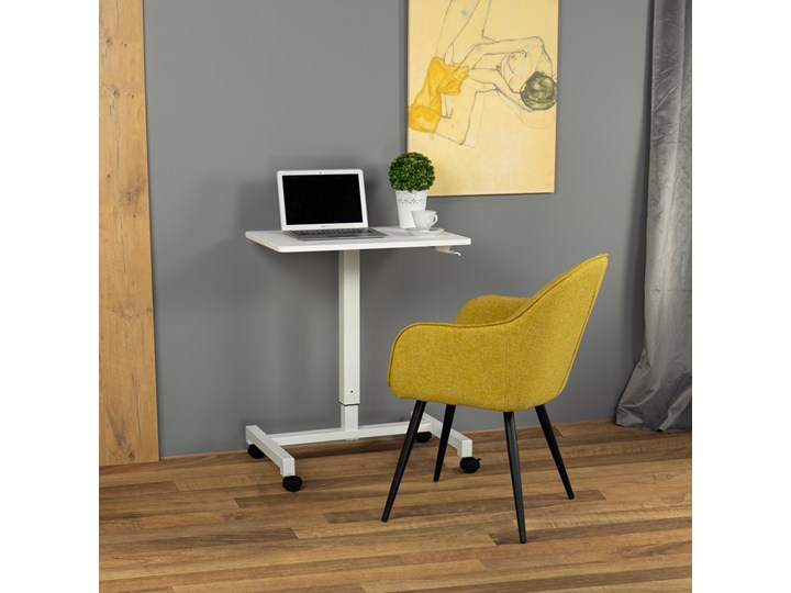 SELSEY Biurko z regulacją manualną Bakias mobilne 69x48 cm Płyta MDF Szerokość 69 cm Kolor Biały Stal Biurko regulowane Biurko tradycyjne Pomieszczenie Biuro