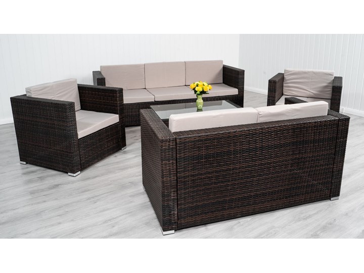 MEBLE OGRODOWE RATTAN FC-1026 BRĄZ Zestawy wypoczynkowe Technorattan Zestawy kawowe Stal Zawartość zestawu Stolik