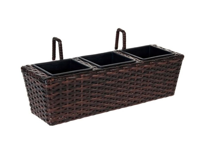 Skrzynka z technorattanu NAC 49 x 16 x 14 cm brązowa Donica balkonowa Prostokątny Plastik Kolor Brązowy