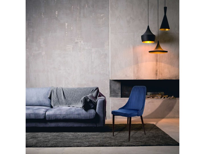Krzesło welurowe LORIENT VELVET granatowe Wysokość 89 cm Metal Tkanina Tapicerowane Głębokość 45 cm Tworzywo sztuczne Szerokość 32 cm Kolor Granatowy Wysokość 46 cm Wysokość 41 cm Krzesło inspirowane Styl Industrialny