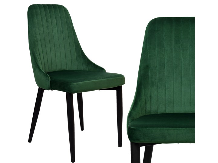 Krzesło welurowe LORIENT VELVET ciemno-zielone Tapicerowane Tkanina Wysokość 41 cm Pomieszczenie Salon Wysokość 89 cm Wysokość 46 cm Metal Szerokość 32 cm Głębokość 45 cm Tworzywo sztuczne Krzesło inspirowane Styl Glamour
