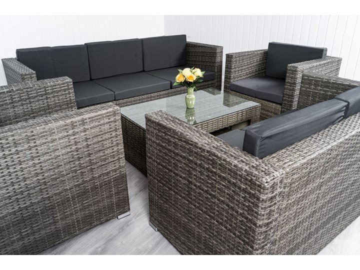 MEBLE OGRODOWE RATTAN FC-1026 mega duży POPIEL Technorattan Zestawy wypoczynkowe Stoły z krzesłami Kolor Szary