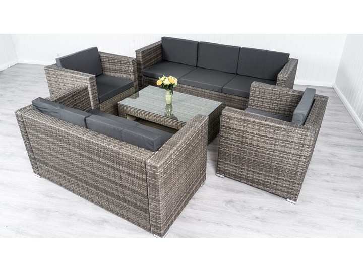 MEBLE OGRODOWE RATTAN FC-1026 mega duży POPIEL Zawartość zestawu Krzesła Stoły z krzesłami Technorattan Zestawy wypoczynkowe Zawartość zestawu Stół