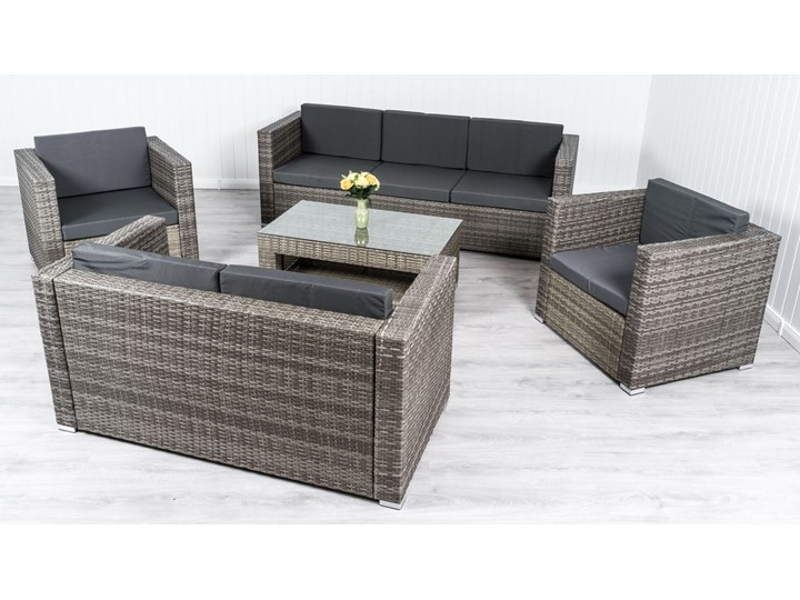 MEBLE OGRODOWE RATTAN FC-1026 mega duży POPIEL Zawartość zestawu Stół Zestawy wypoczynkowe Stoły z krzesłami Technorattan Kolor Szary