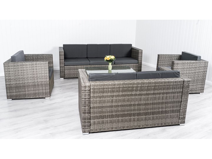 MEBLE OGRODOWE RATTAN FC-1026 mega duży POPIEL Technorattan Stoły z krzesłami Zestawy wypoczynkowe Zawartość zestawu Stół