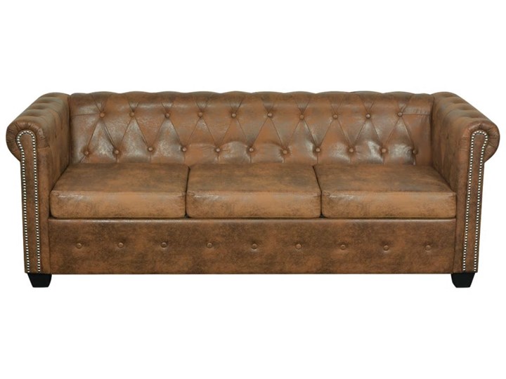 vidaXL Trzyosobowa sofa Chesterfield ze sztucznej skóry, brązowa Pomieszczenie Salon Szerokość 200 cm Typ Pikowane