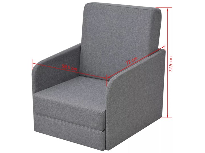vidaXL Rozkładany fotel, jasnoszary, tkanina Fotel rozkładany Kategoria Fotele do salonu Szerokość 60 cm Styl Nowoczesny