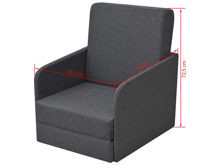 vidaXL Rozkładany fotel, ciemnoszary, tkanina Pomieszczenie Salon Tworzywo sztuczne Szerokość 60 cm Drewno Fotel rozkładany Szerokość 59 cm Szerokość 72 cm Kategoria Fotele do salonu