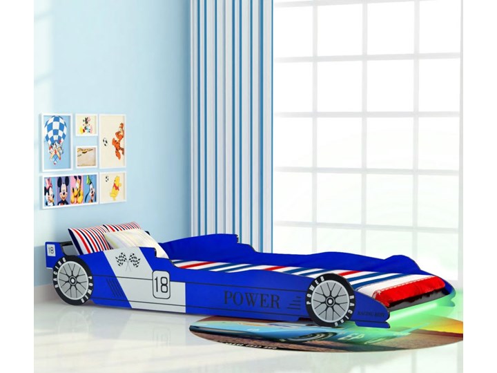 vidaXL Łóżko dziecięce w kształcie samochodu, 90 x 200 cm, niebieskie