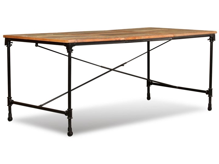 vidaXL Stół jadalniany z litego drewna odzyskanego, 180 cm Wysokość 76 cm Stal Drewno Kształt blatu Prostokątny