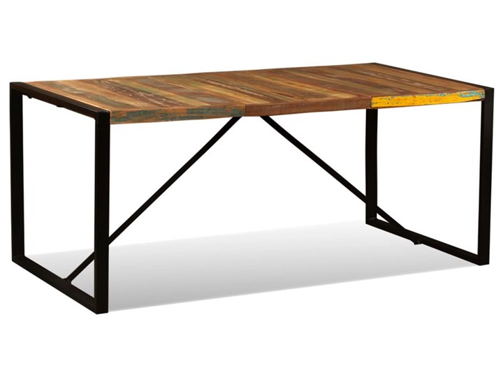 vidaXL Stół jadalniany z litego drewna odzyskanego, 180 cm Stal Wysokość 76 cm Drewno Kolor Brązowy Liczba miejsc Do 6 osób