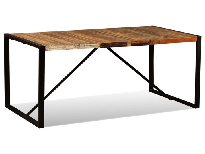 vidaXL Stół jadalniany z litego drewna odzyskanego, 180 cm Drewno Wysokość 76 cm Stal Pomieszczenie Stoły do kuchni