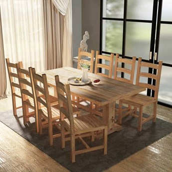 vidaXL Zestaw mebli do jadalni 9 elementów, stół i krzesła, drewno tekowe