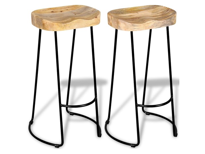 vidaXL Stołki barowe, 2 szt., lite drewno mango Metal Krzesło inspirowane Hoker tradycyjny Żelazo Tworzywo sztuczne Wysokość 44 cm Styl Vintage