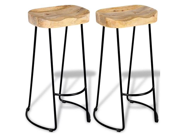 vidaXL Stołki barowe, 2 szt., lite drewno mango Tworzywo sztuczne Żelazo Krzesło inspirowane Hoker tradycyjny Wysokość 44 cm Metal Kategoria Krzesła kuchenne