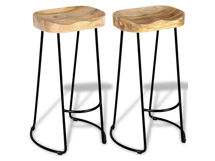 vidaXL Stołki barowe, 2 szt., lite drewno mango Wysokość 44 cm Hoker tradycyjny Metal Krzesło inspirowane Żelazo Tworzywo sztuczne Pomieszczenie Kuchnia