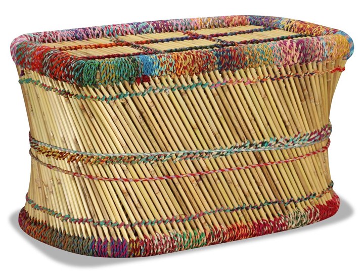 vidaXL Stolik kawowy z detalami w stylu chindi, bambus, wielokolorowy Stal Wysokość 45 cm Metal Kształt blatu Prostokątne Kategoria Stoliki i ławy
