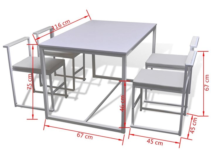 vidaXL 5-elementowy zestaw do jadalni: stół i krzesła, biały Pomieszczenie Jadalnia Liczba krzeseł 4 krzesła