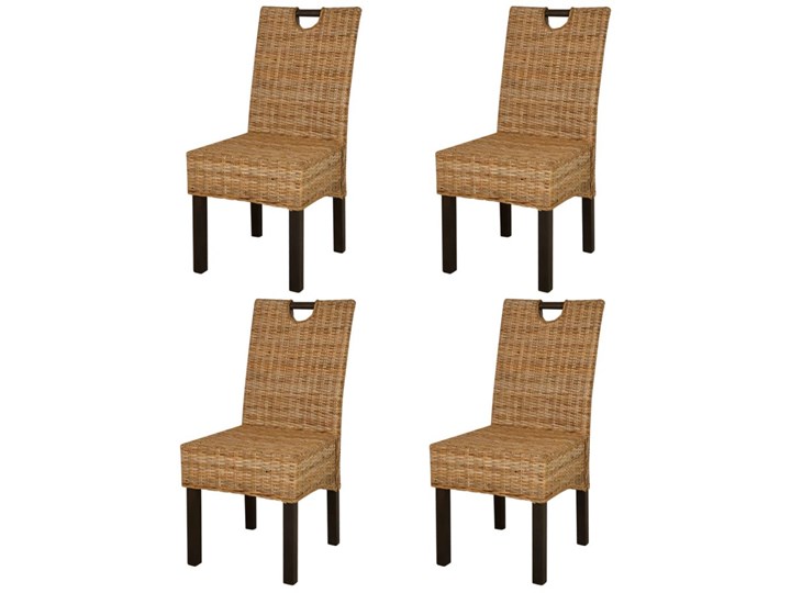 vidaXL Krzesła do jadalni, 4 szt., rattan Kubu i drewno mango Głębokość 57 cm Wysokość 96 cm Szerokość 46 cm Głębokość 46 cm Wysokość siedziska 45 cm