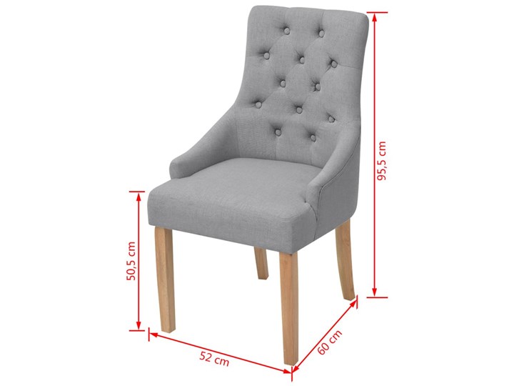 vidaXL Krzesła do jadalni, 4 szt., jasnoszare, tkanina Wysokość 96 cm Drewno Szerokość 52 cm Wysokość 95,5 cm Głębokość 60 cm Wysokość siedziska 50,5 cm