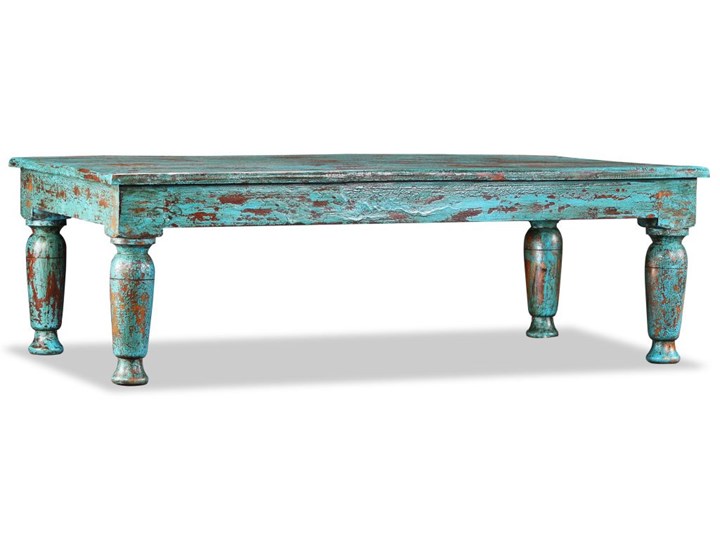vidaXL Stolik kawowy, lite drewno z odzysku, 110x60x34 cm Kolor Turkusowy