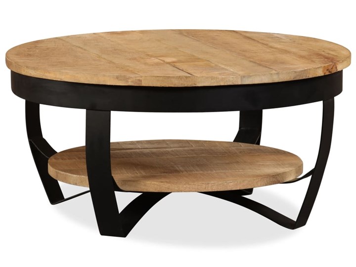 vidaXL Stolik kawowy, surowe drewno mango, 65 x 32 cm Styl Industrialny Szerokość 65 cm Stal Długość 65 cm Rodzaj nóg Płozy
