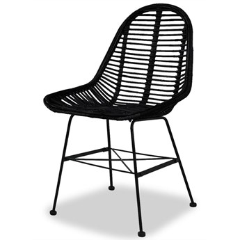 vidaXL Krzesła stołowe, 4 szt., czarne, naturalny rattan