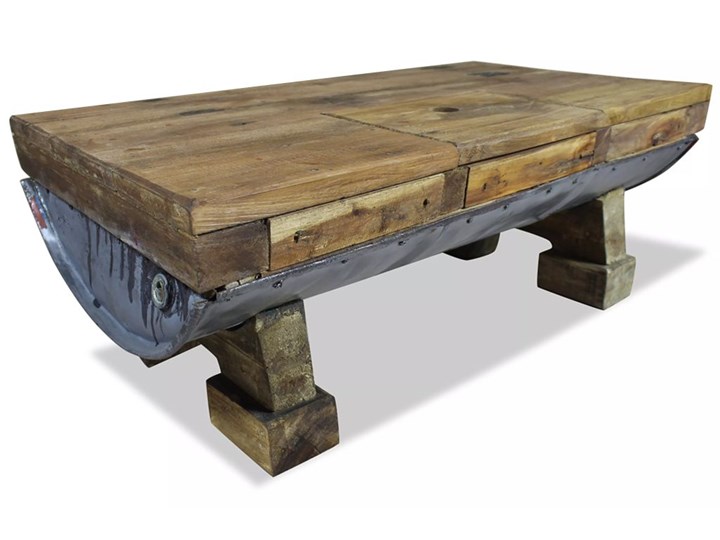 vidaXL Stolik kawowy z litego drewna z odzysku, 90x50x35 cm Metal Drewno Styl Industrialny Styl Rustykalny
