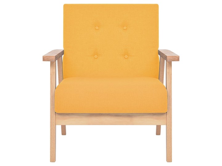 vidaXL Fotel, żółty, tkanina Pomieszczenie Salon Drewno Szerokość 67 cm Fotel prl Kolor Pomarańczowy