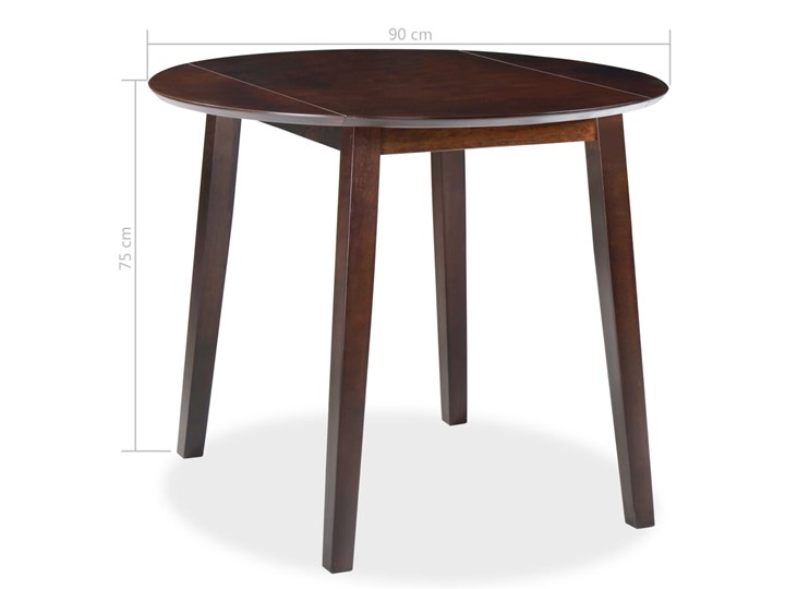 vidaXL Stół jadalniany ze składanym blatem, okrągły, MDF, brąz Płyta MDF Drewno Kolor Brązowy Średnica 90 cm