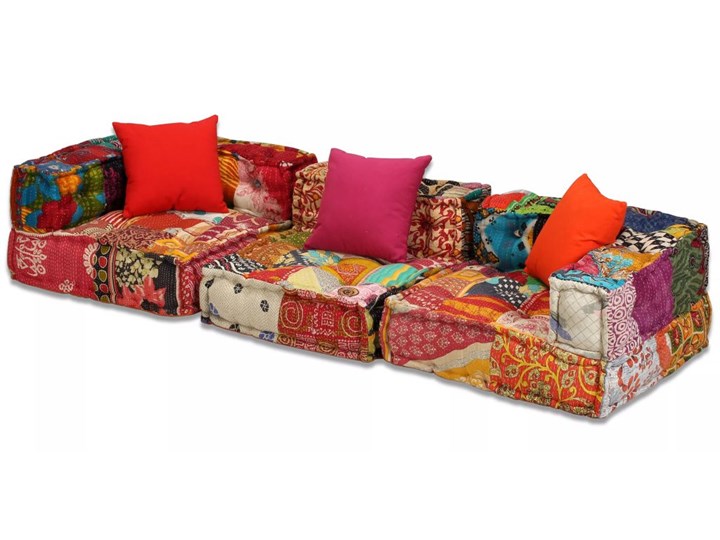 vidaXL Puf modułowy, 3-osobowy, patchwork, tkanina Szerokość 200 cm Głębokość 70 cm Modułowe Rozkładanie Rozkładana Głębokość 140 cm Pomieszczenie Salon