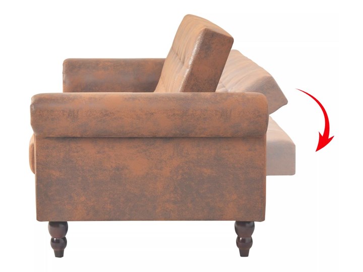 vidaXL Rozkładana sofa z podłokietnikami, sztuczny zamsz, brązowa Głębokość 97 cm Szerokość 196 cm Chesterfield Głębokość 85 cm Powierzchnia spania 97x196 cm